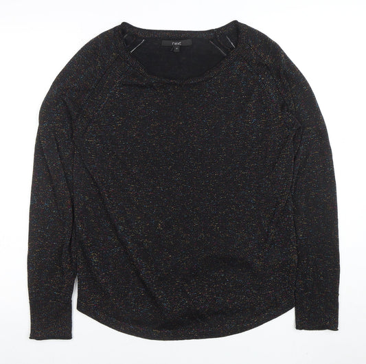 Next Women’s Black Metallic Knit Crew Neck Jumper Size 12