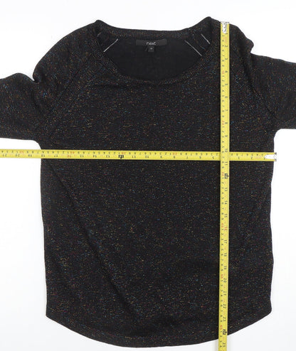 Next Women’s Black Metallic Knit Crew Neck Jumper Size 12
