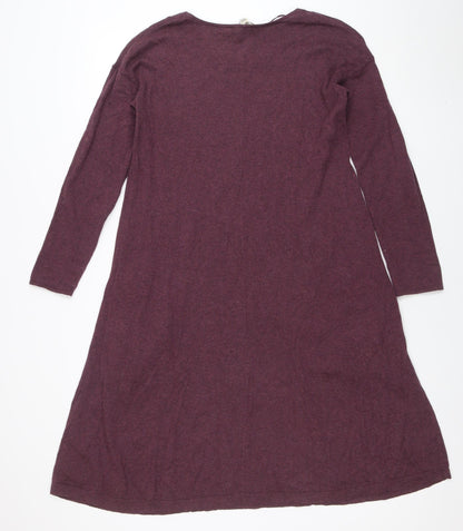 Seasalt Women Purple Size 8 A-Line Knit Cotton Wool Dress