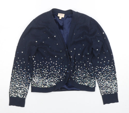 Womens UK Size 10 Whistles Blue Cardigan Jumper