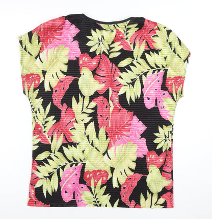 Brochure Women's Multicoloured Floral Tropical Polyester T-Shirt Size L