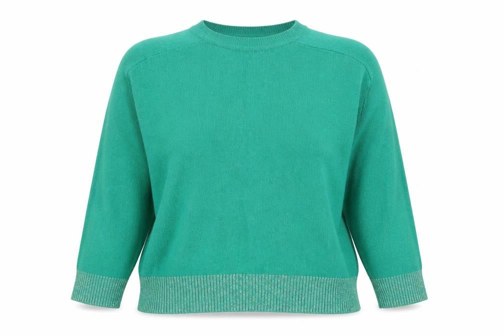 Oliver Bonas Women's Green Relaxed Fit Crew Neck Jumper Size 18
