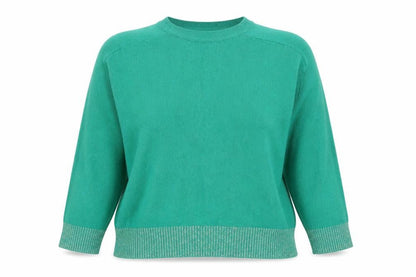 Oliver Bonas Women's Green Relaxed Fit Crew Neck Jumper Size 18