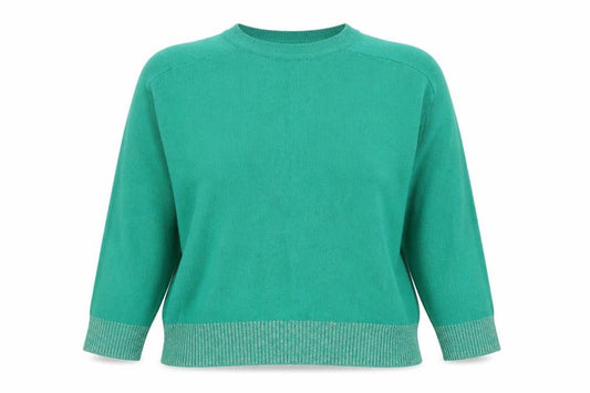 Oliver Bonas Women's Green Relaxed Fit Crew Neck Jumper Size 18