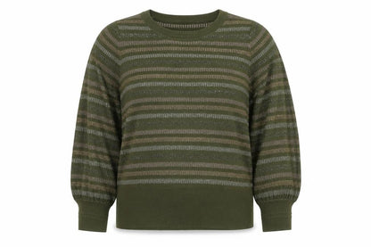 Next Womens Green Striped Metallic Pullover Jumper Size 14