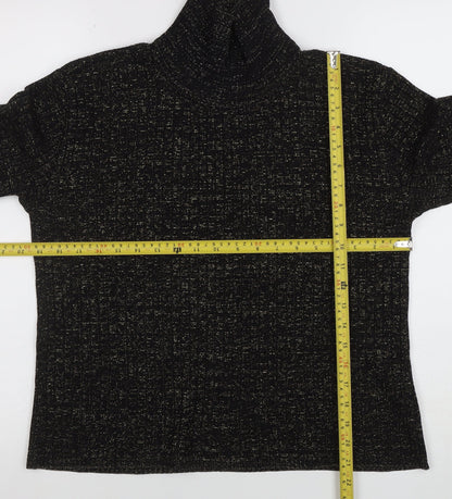 Select Women's Black Roll Neck Glitter Knit Jumper Size 16