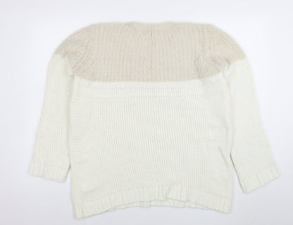 Papaya Women’s Ivory Chunky Knit Pullover Jumper Size L