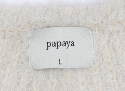 Papaya Women’s Ivory Chunky Knit Pullover Jumper Size L