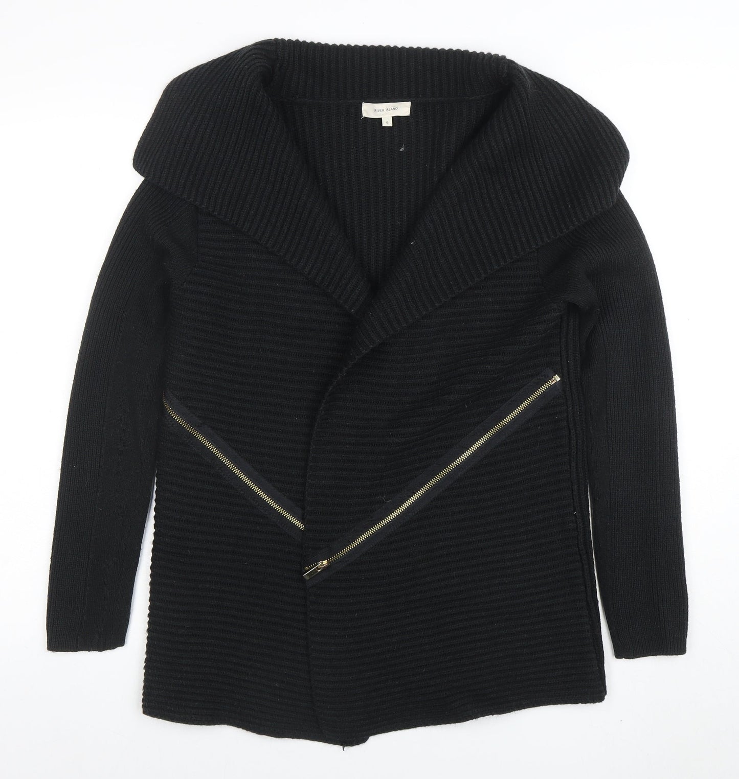 Womens UK Size 8 River Island Black Cardigan Jumper