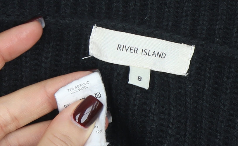 Womens UK Size 8 River Island Black Cardigan Jumper