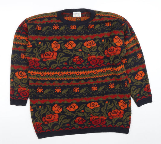 Womens UK Size M Casual Club Multicoloured Pullover Jumper