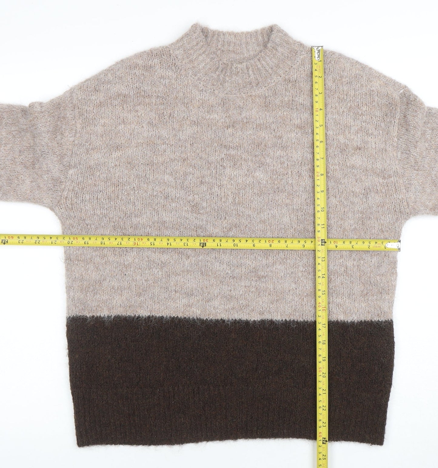 Womens UK Size S Pieces Beige Pullover Jumper