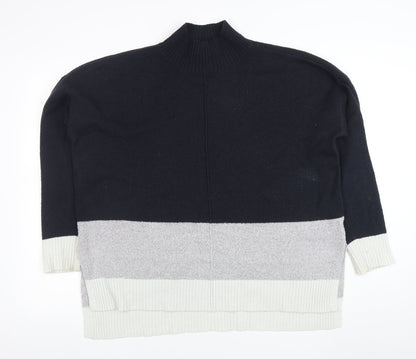Oasis Women Black Mock Neck Colour Block Knit Jumper Size 16