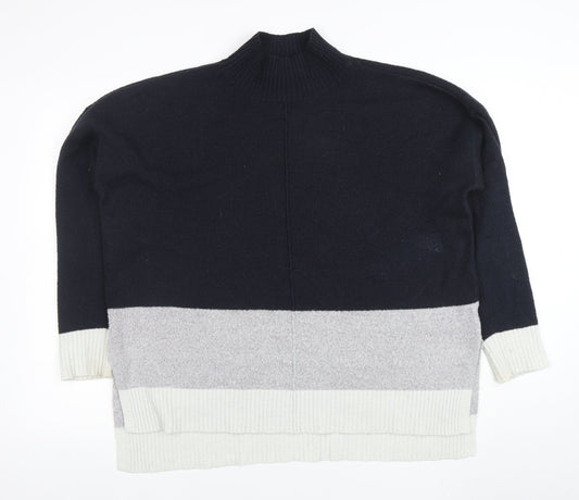 Oasis Women Black Mock Neck Colour Block Knit Jumper Size 16