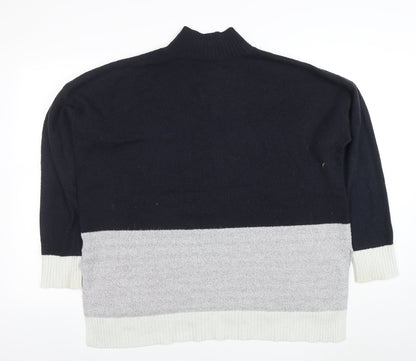 Oasis Women Black Mock Neck Colour Block Knit Jumper Size 16