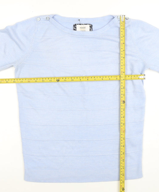 Maine New England Women's Blue Cotton Boat Neck Jumper Size 12