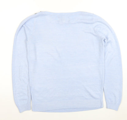 Maine New England Women's Blue Cotton Boat Neck Jumper Size 12