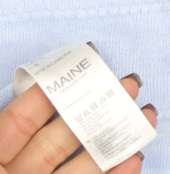 Maine New England Women's Blue Cotton Boat Neck Jumper Size 12