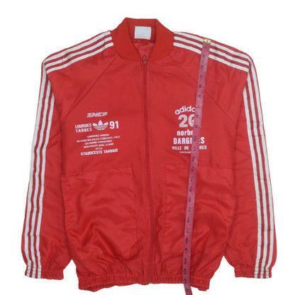 Adidas Men’s Red Bomber Sports Jacket Size M Retro 90s Full Zip