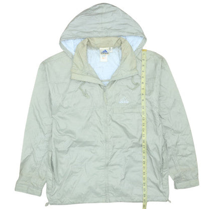 Adidas Men's Beige Windbreaker Jacket Size S Hooded Lightweight