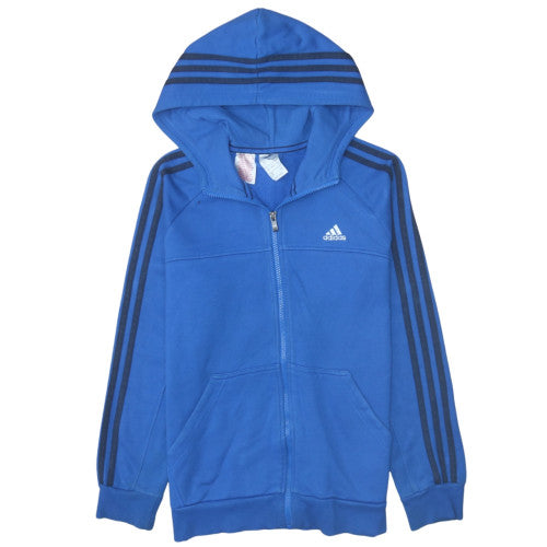 Adidas Boys Blue Full Zip Hoodie 13-14 Years Hooded Sweatshirt