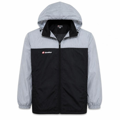 Lotto Men's Grey Black Windbreaker Jacket Hooded Size M
