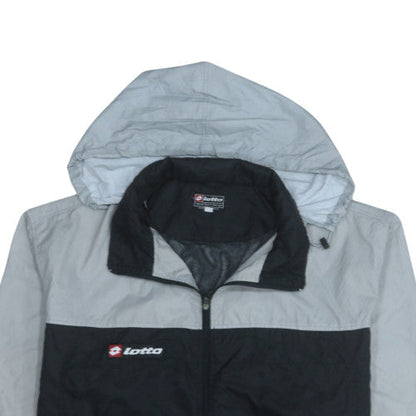 Lotto Men's Grey Black Windbreaker Jacket Hooded Size M