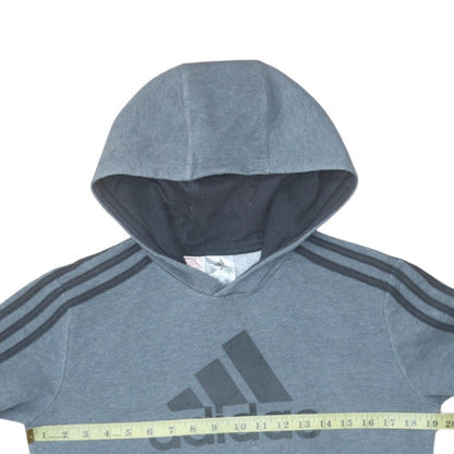 Adidas Boys Grey Pullover Hoodie 11-12 Years Logo Graphic Jumper