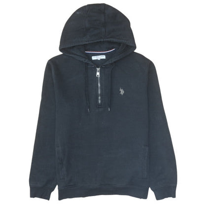 Mens UK Size M U.S. Polo Assn. Black 1/2 Zip Hoodie