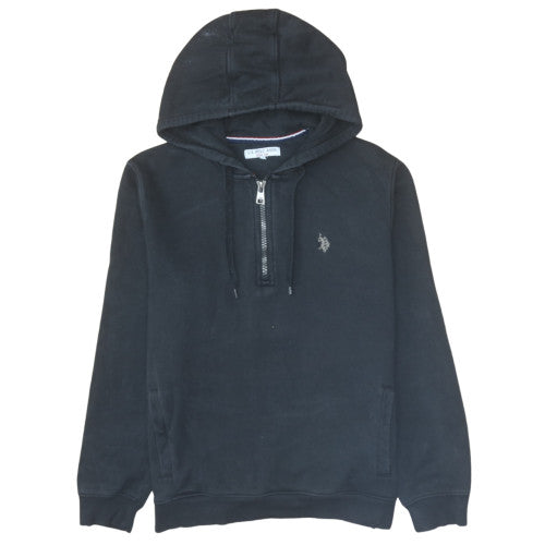 Mens UK Size M U.S. Polo Assn. Black 1/2 Zip Hoodie