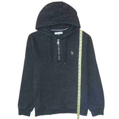 Mens UK Size M U.S. Polo Assn. Black 1/2 Zip Hoodie