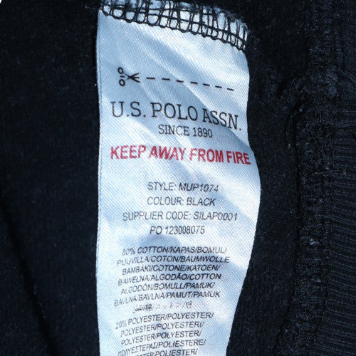 Mens UK Size M U.S. Polo Assn. Black 1/2 Zip Hoodie