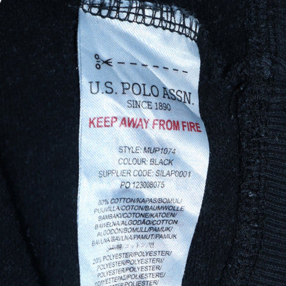 Mens UK Size M U.S. Polo Assn. Black 1/2 Zip Hoodie