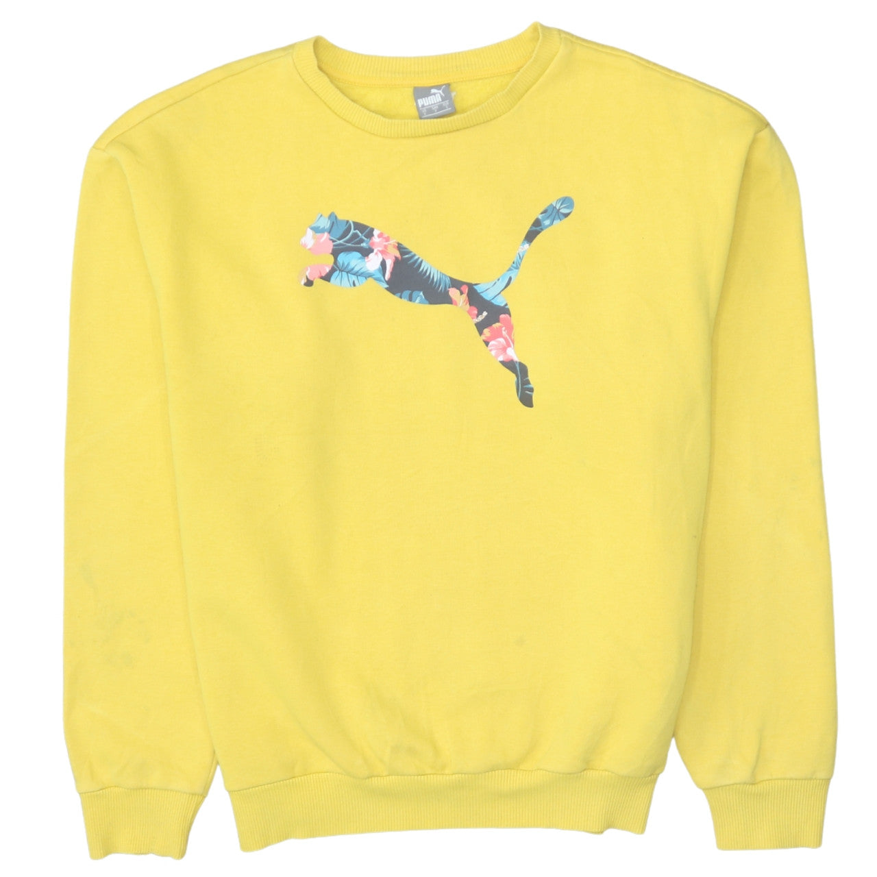 Womens UK Size S PUMA Yellow Pullover Sweatshirt