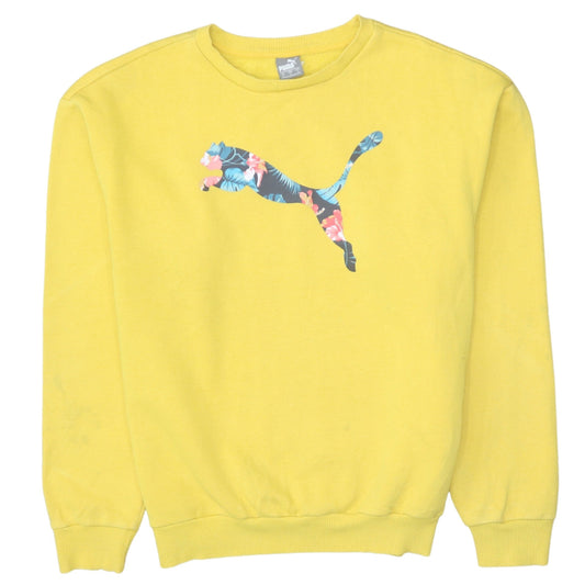 Womens UK Size S PUMA Yellow Pullover Sweatshirt