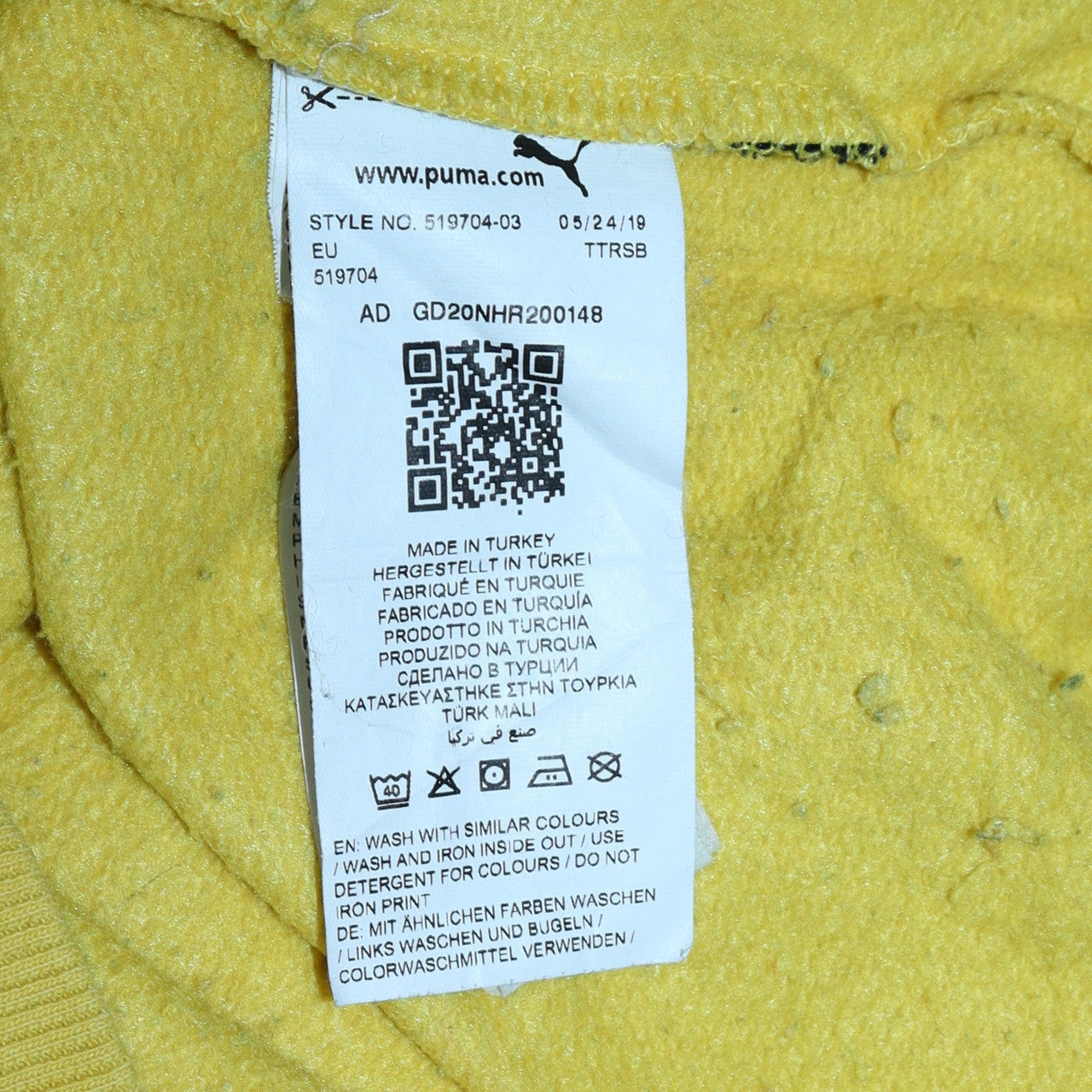 Womens UK Size S PUMA Yellow Pullover Sweatshirt