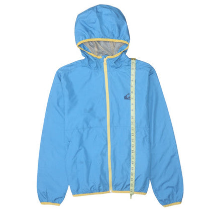 Quiksilver Boys Blue Hooded Windbreaker Jacket 14 Years Lightweight Full Zip