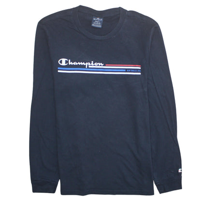 Champion Men's Black Long Sleeve Graphic Logo T-Shirt Size S