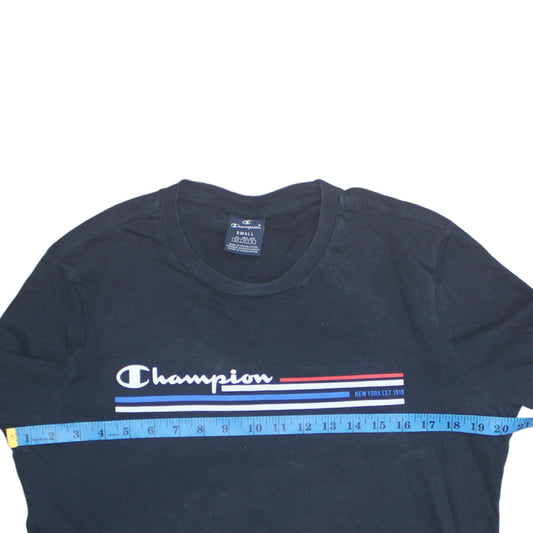 Champion Men's Black Long Sleeve Graphic Logo T-Shirt Size S