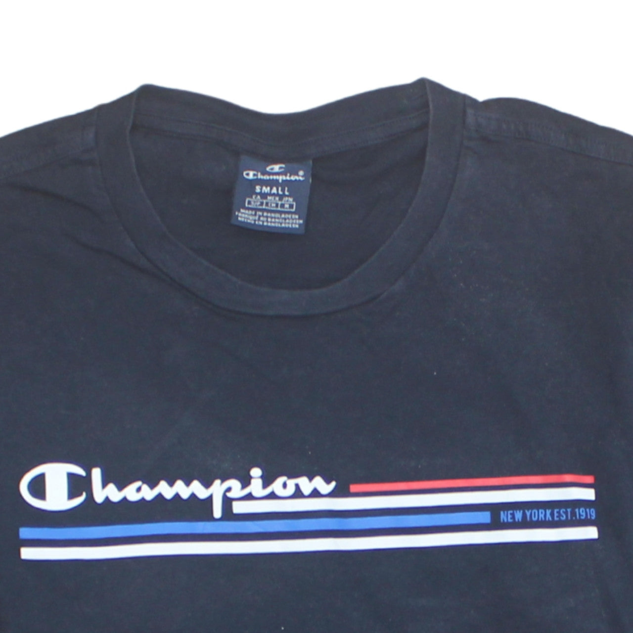 Champion Men's Black Long Sleeve Graphic Logo T-Shirt Size S