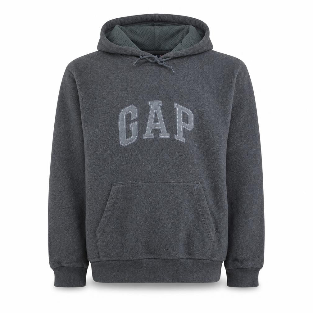 Gap Men's Grey Pullover Hoodie Medium Regular Fit Fleece Logo Sweatshirt