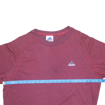 Adidas Men's Red Crew Neck Short Sleeve Cotton Blend T-Shirt Size L