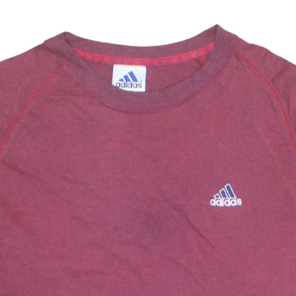 Adidas Men's Red Crew Neck Short Sleeve Cotton Blend T-Shirt Size L