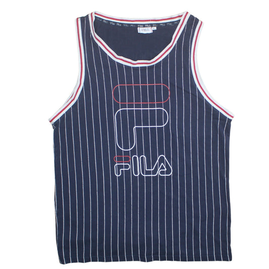 FILA Mens Blue Striped Sleeveless Tank Top Size L Athletic Jersey Style