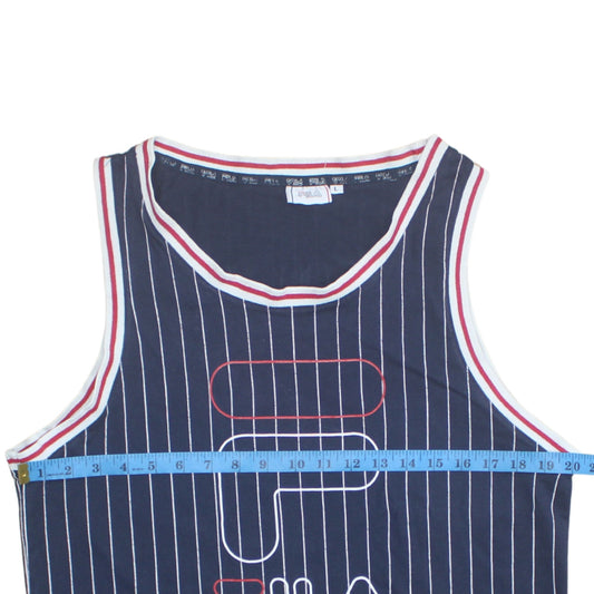 FILA Mens Blue Striped Sleeveless Tank Top Size L Athletic Jersey Style