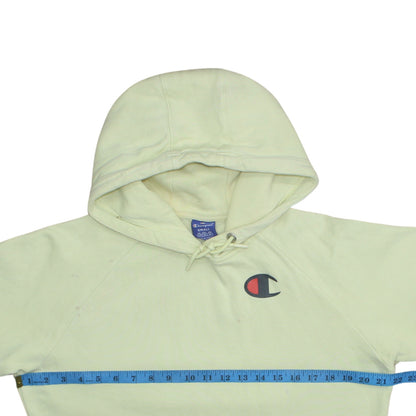 Champion Women's Yellow Pullover Hoodie Small Cotton Logo Jumper