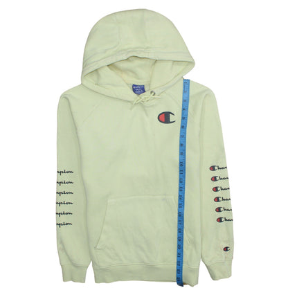 Champion Women's Yellow Pullover Hoodie Small Cotton Logo Jumper