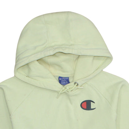 Champion Women's Yellow Pullover Hoodie Small Cotton Logo Jumper