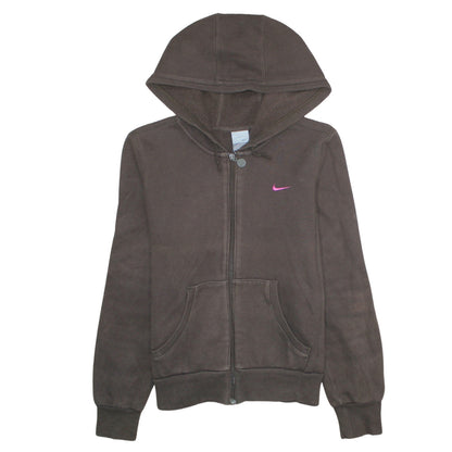 Womens UK Size M Nike Brown Full Zip Hoodie