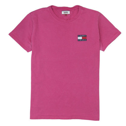 Tommy Jeans Womens Pink Cotton Short Sleeve Crew Neck T-Shirt L